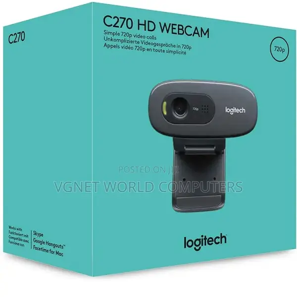 Logitech C270 Hd Webcam, 720p, Hd Video Calling, Noise-Reducing Mic,