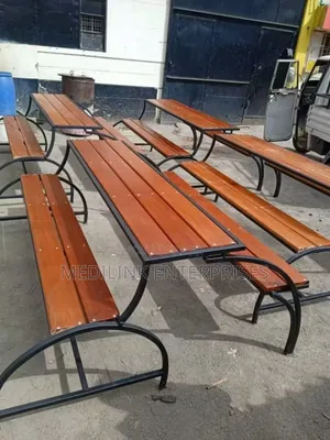 Two Sided Foldable Metal Wooden Outdoor Bench