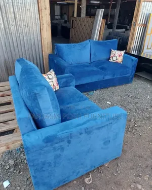 5 Seater Plush Blue Sofa - Pay on Delivery