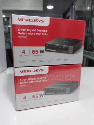 A Mercusys 5-Port Gigabit Desktop Switch With 4-Port Poe+ (Ms105gp).