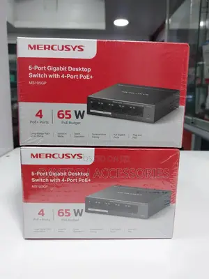 A Mercusys 5-Port Gigabit Desktop Switch With 4-Port Poe+ (Ms105gp).