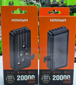 Amaya Apb-P219 20000mah Anti-Scratch Texture Power Bank With Cables