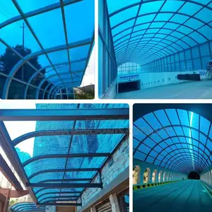 Blue Hollow Roofing Polycarbonate Sheets 8mm Thickness