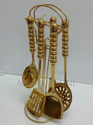 Luxury Gold Kitchen Utensil Set With White Pearl Handles