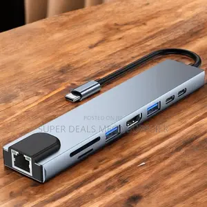 8-in-1 Usb C Hub With Hdmi, Ethernet, Usb 3.0 and Sd/Tf Card Reader