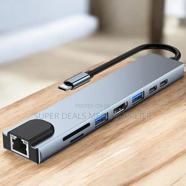 Usb- C 8-in-1 Hub Adapter With Hdmi, Pd Charging and Ethernet