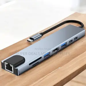 8-in-1 Usb C Multiport Hub With Hdmi, Ethernet, Usb and Sd Card Reader