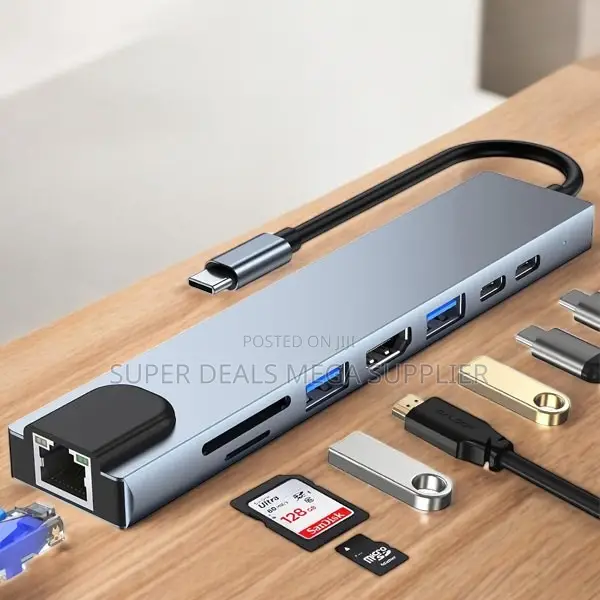 Usb C Hub 8-in-1 Adapter With Hdmi , Ethernet, Usb and Pd Charging