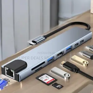 8-in-1 Usb Type C Hub With Hdmi, Ethernet, Usb 3.0 and Sd Card Slots