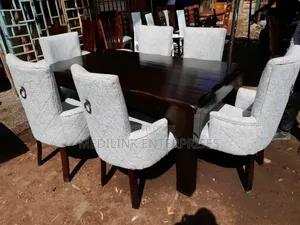 6-Seater Upholstered Wooden Dinning Table Set