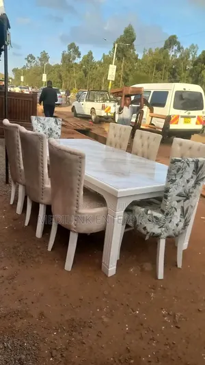 Upholstered Marble Top 8 Seater Set