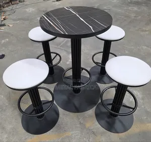 High-Quality White and Black Backless Stools.