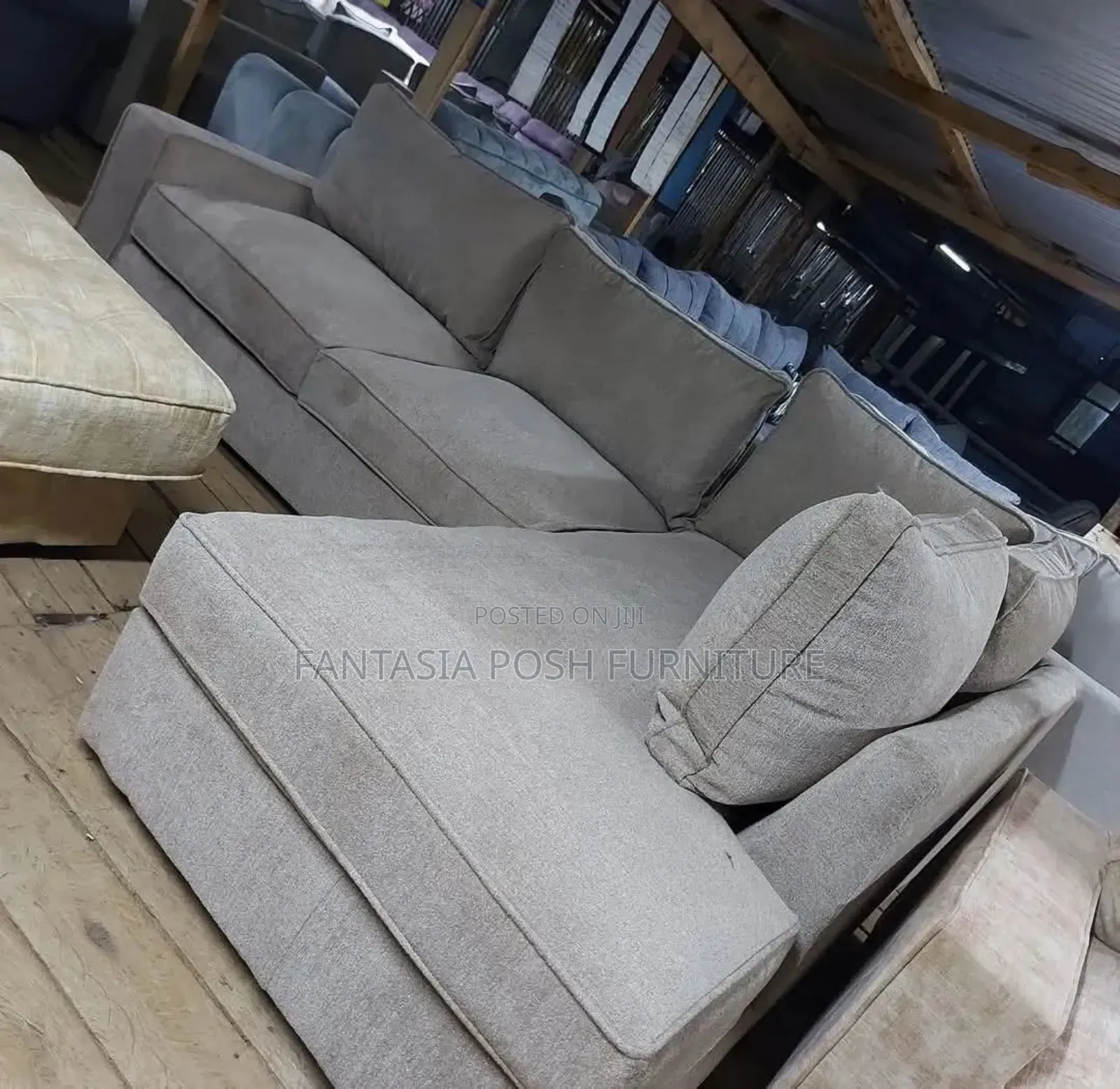 Beige L-shaped Sectional Sofa