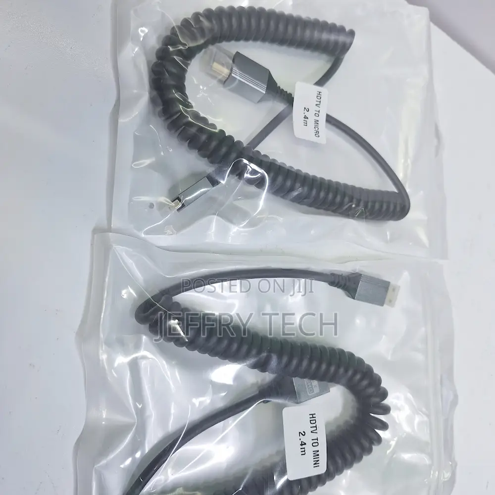 Spiral Spring Curl Micro Hdmi to Hdmi Cable 2.5m