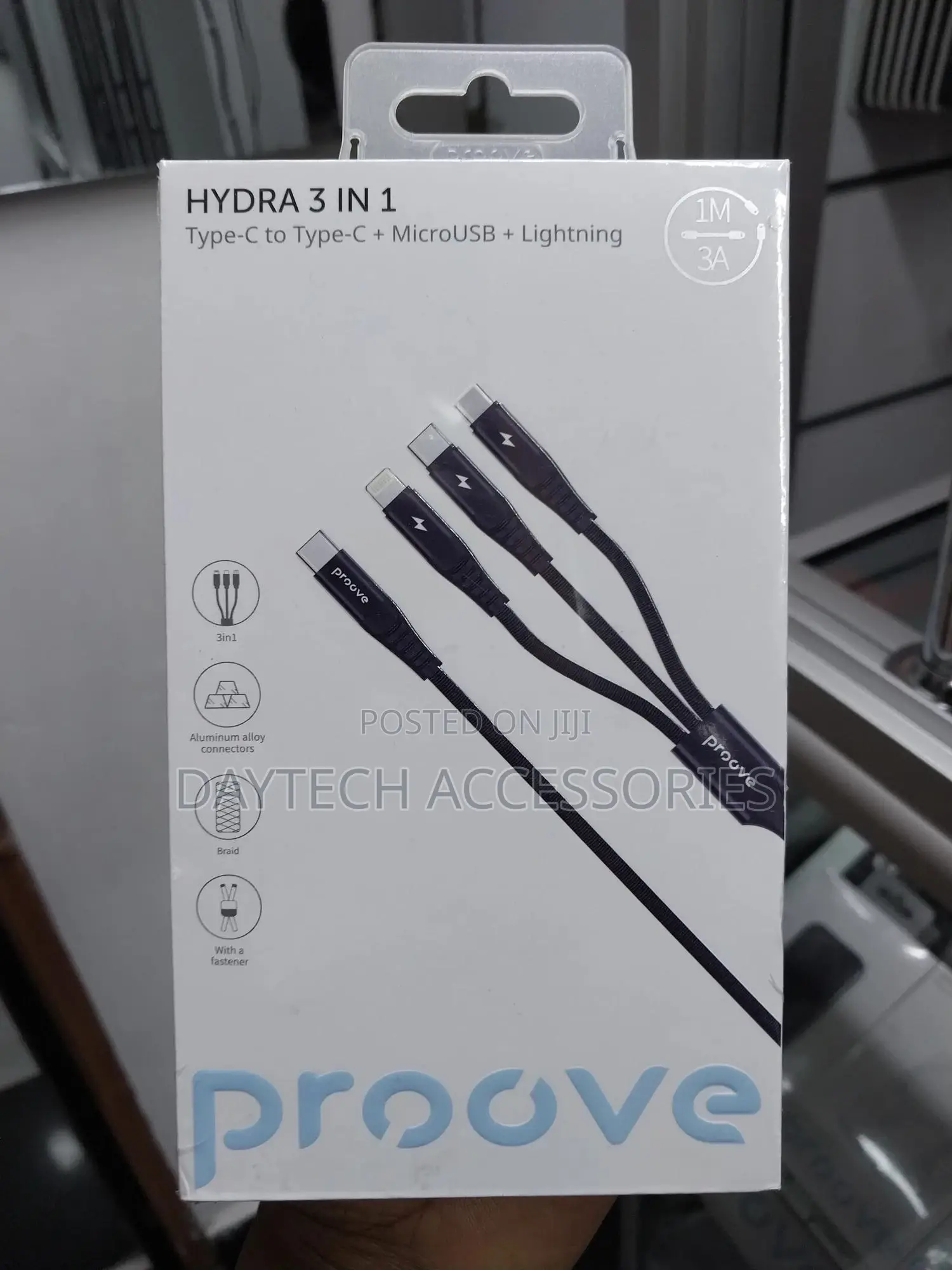 Cable Proove Hydra 3 In1 Type-C + Micro Usb + Lightning (1m)