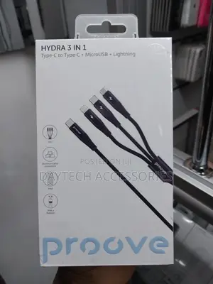 Proove Hydra 3-in-1 Type-C + Micro Usb + Lightning Cable 1m Black