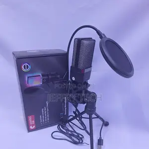 RGB Usb Condenser Studio Microphone With Pop Filter, Tripod Stand Vo