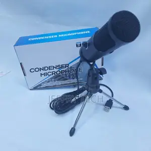 Usb Condenser Studio Microphone With Tripod Stand Voice Control Knob