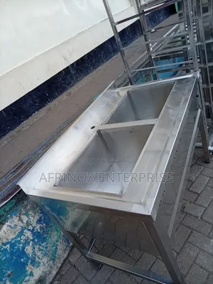 Stainless Steel Commercial Double-Basin Sink Unit.