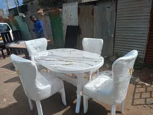 Marbled Upholstered 4-Seater Dinning Table