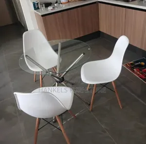 Replica Eames Glass‐Top Dining Table
