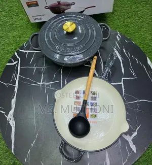 3pcs Cast Iron Lidded Pot (Cassadou/Deep Sauté Pan) a Frying Pan.