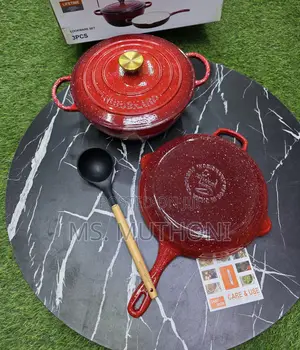 Marble Red 3 Piece Enamel Cast Iron