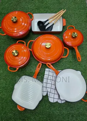 Orange Philippe Richard 12 PCS Enamel Cast Iron Cooking Pot