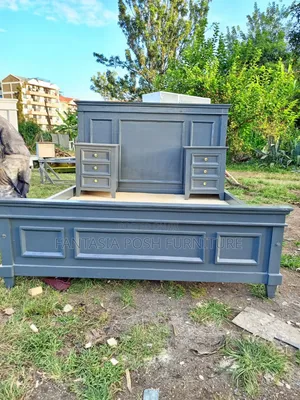 5x6 Dark Grey Panel Bed With Drawers