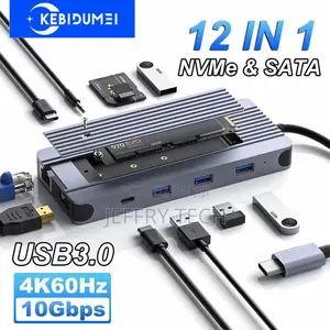 12 in 1 Usb C Hub Hard Disk Enclosure Type C Docking Station M.2 Nvme
