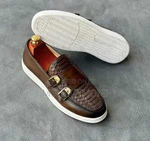 Alligator Texture Double Monk Casuals W/ White Rubber Sole Size 49-46