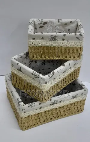 3 in 1 Hand Wooven Rattan Storage Baskets