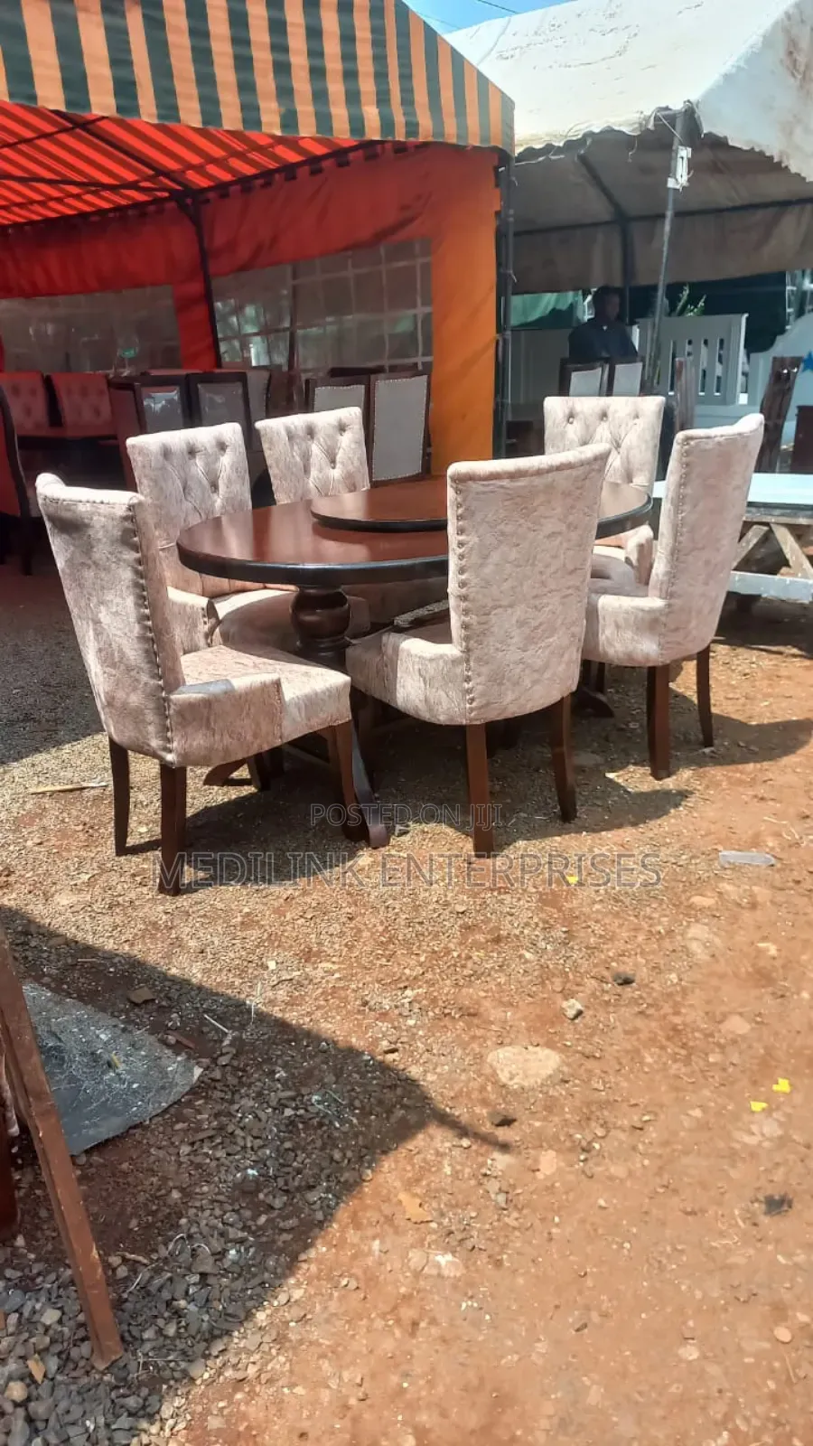 -Seater Oval Revolver Upholstered Dinning Table Set