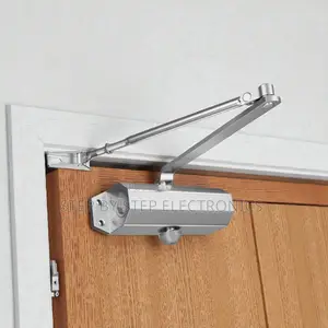 Premium Aluminum Door Closer 180° Opening Auto Close Silver Finish