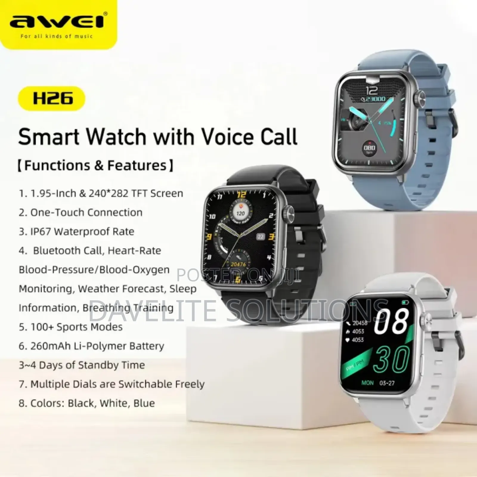 Awei H26 Smart Watch Multifunctional