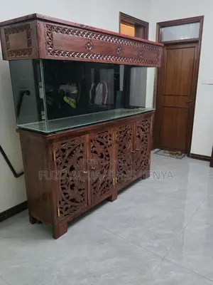 Hand-Carved Solid Wood Aquarium – Luxury Living Room Centerpiece