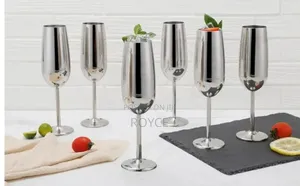 Stainless Steel Flute Champagne Glasses- 6pcs