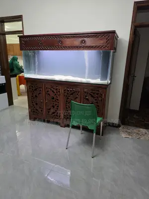 Sleek, Silent Stocked: 6ft Modern Hardwood Aquarium