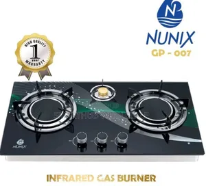 Nunix 3 Burner Low Gas Consumption Glass Top Table Infrared Cooker