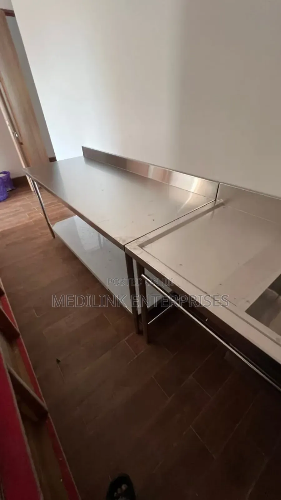 Working Tables and Sink With Undershelves