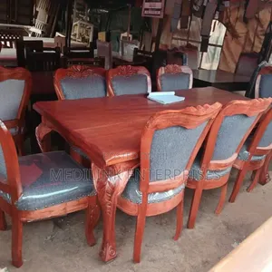 Antique Chairs and Queen's Leg 8-Seater Solid Dinning Table Set