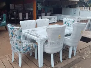 6-Seaater Marble Top Dinning Table Set