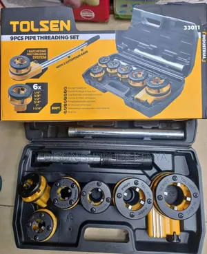 Tolsen Pipe Threading Set 9pcs Threader Ratchet Die Stock Heavy Duty