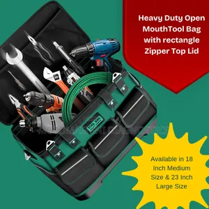 Tool Bag Heavy Duty Open Mouth With Rectangle Zipper Top Lid