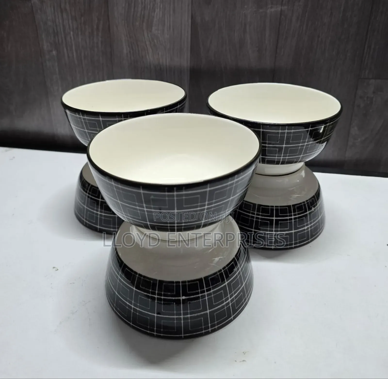 6pcs Bowl Checked Ceramic