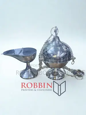 Complete Silver-Toned Censer (Thurible) Incense Boat Set