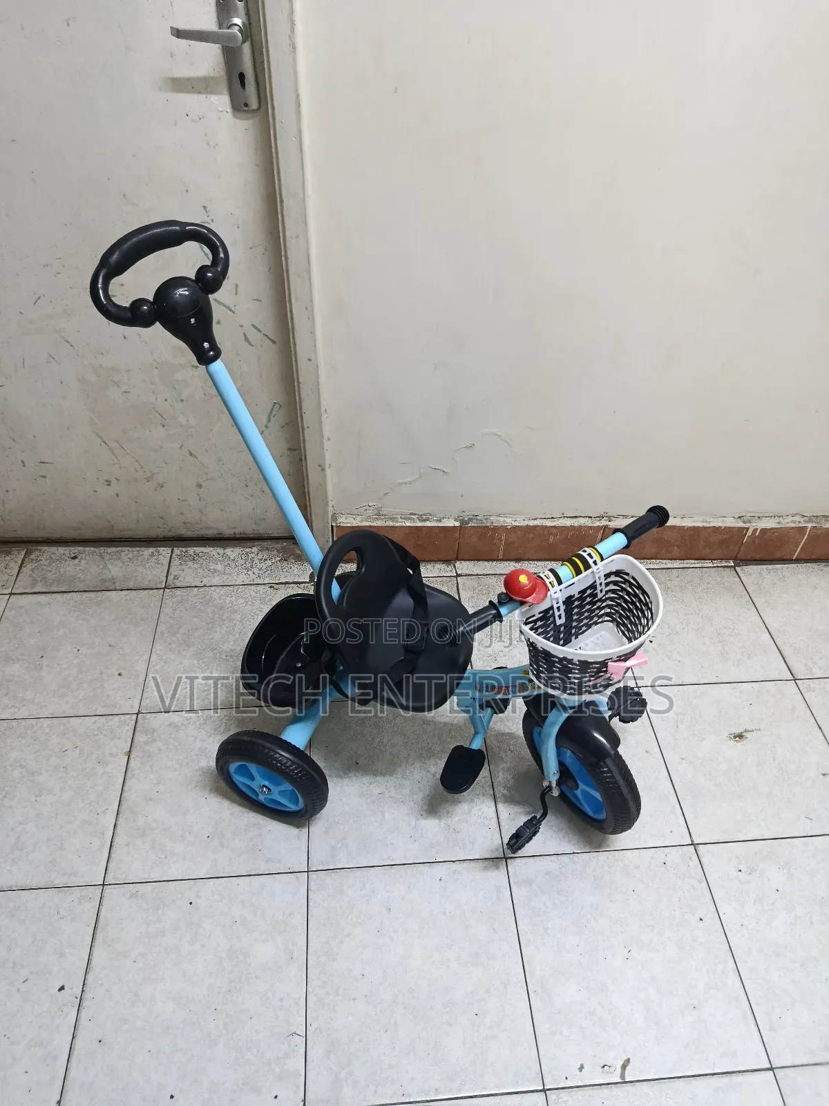 Tricycle With Push Handle Blue