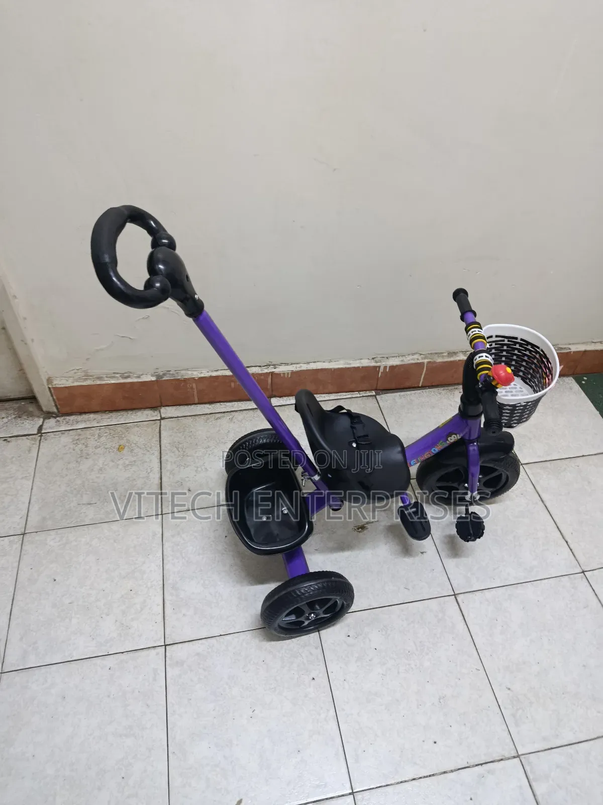 Tricycle With Push Handle Purple