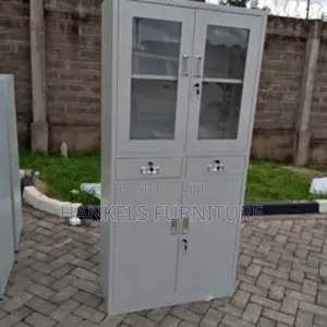 Metal Half-Glass Office Cabinet – Durable Professional