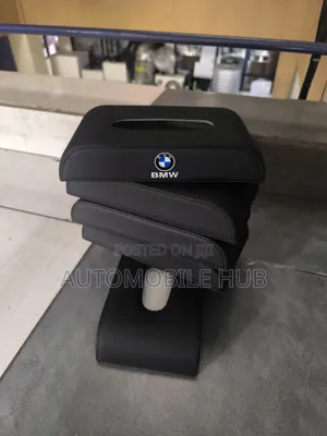 BMW Premium Pu Leather Car Tissue Holder – Dashboard Organizer